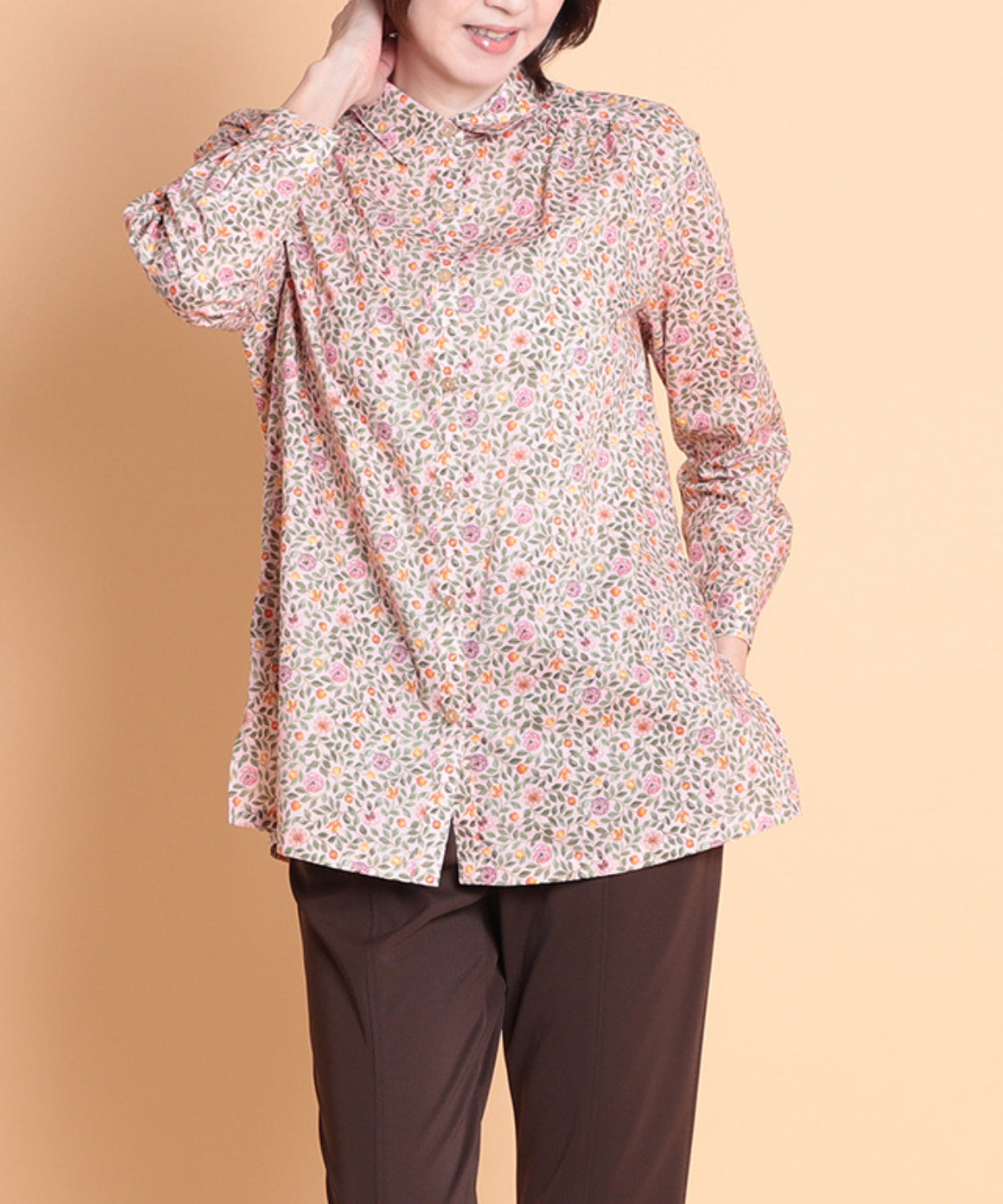 リバティ　ポインティリズム　ブラウス リバティ ザラザンローズタナローンロングブラウス リバティ