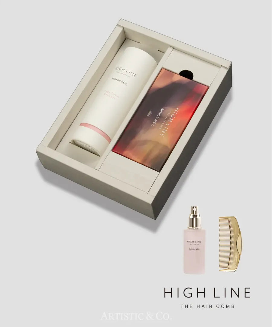 ハイライン ザ ヘアコーム 半月 ゴールド & ヘアオイルセットBOX