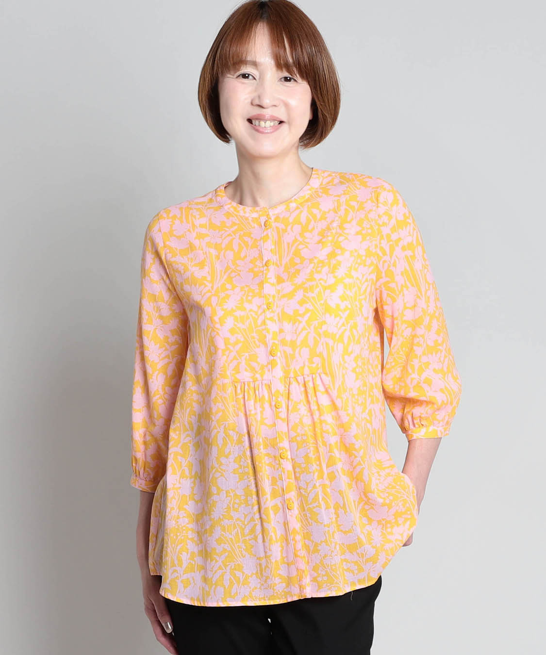 リバティ オフィリアーズシルエット7分袖ブラウス リバティブラウス