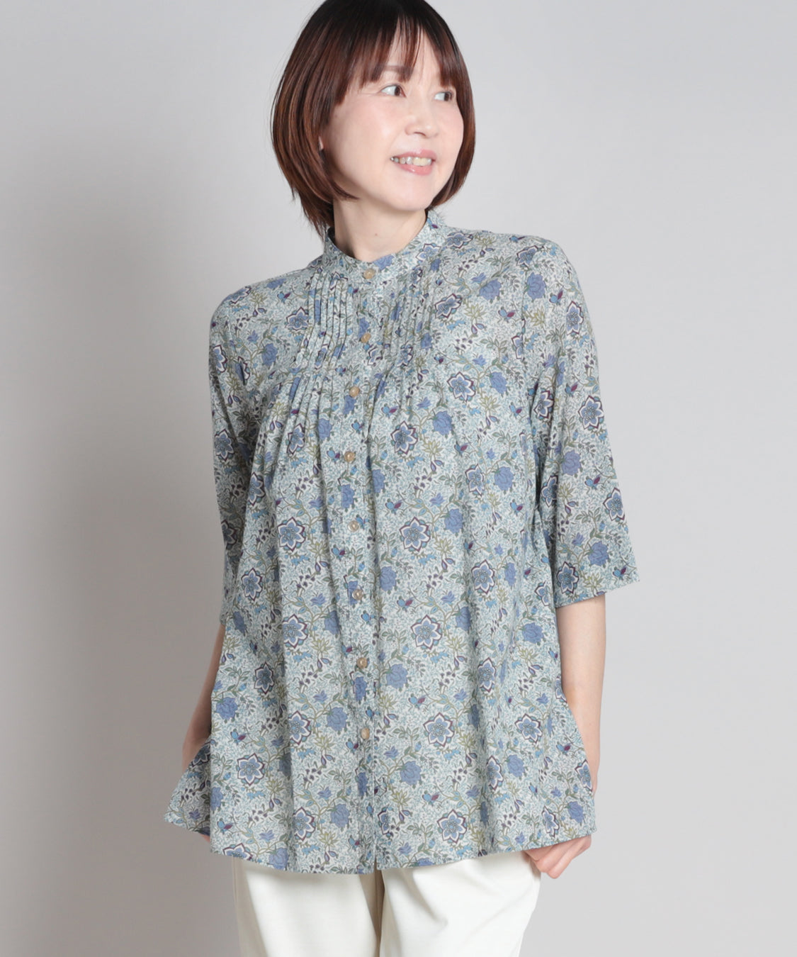 リバティ タラメアシルスムースピンタックロングブラウス リバティ