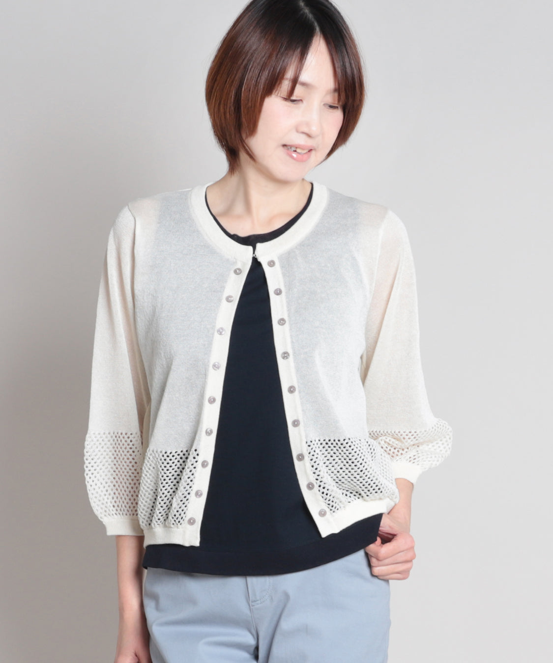 【新品未使用品】KANSAI YAMAMOTO ニットカーディガン 透かし編みニットカーディガン M'ID KANSAI YAMAMOTO (ミッド カンサイ