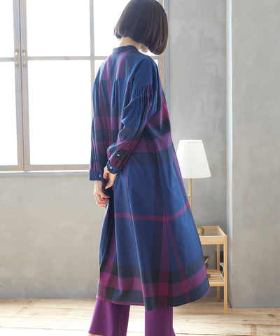 DAYTIME(デイタイム) チェック前開きシャツワンピース 