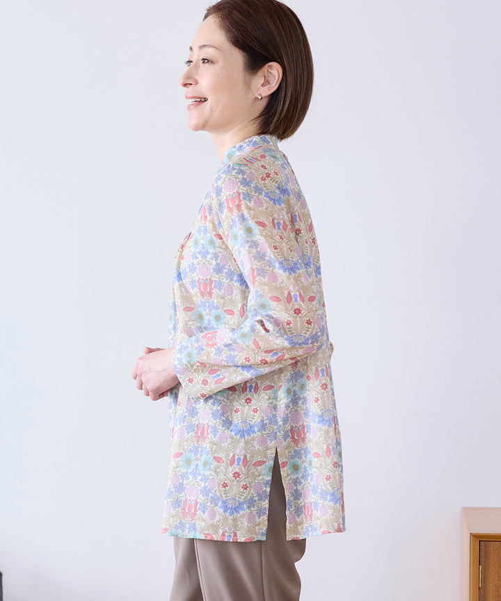 期間限定 SALE‼️MidiUmi サロペット&リバティブラウス リバティ シルスムースピンタックノーカラーブラウス リバティ