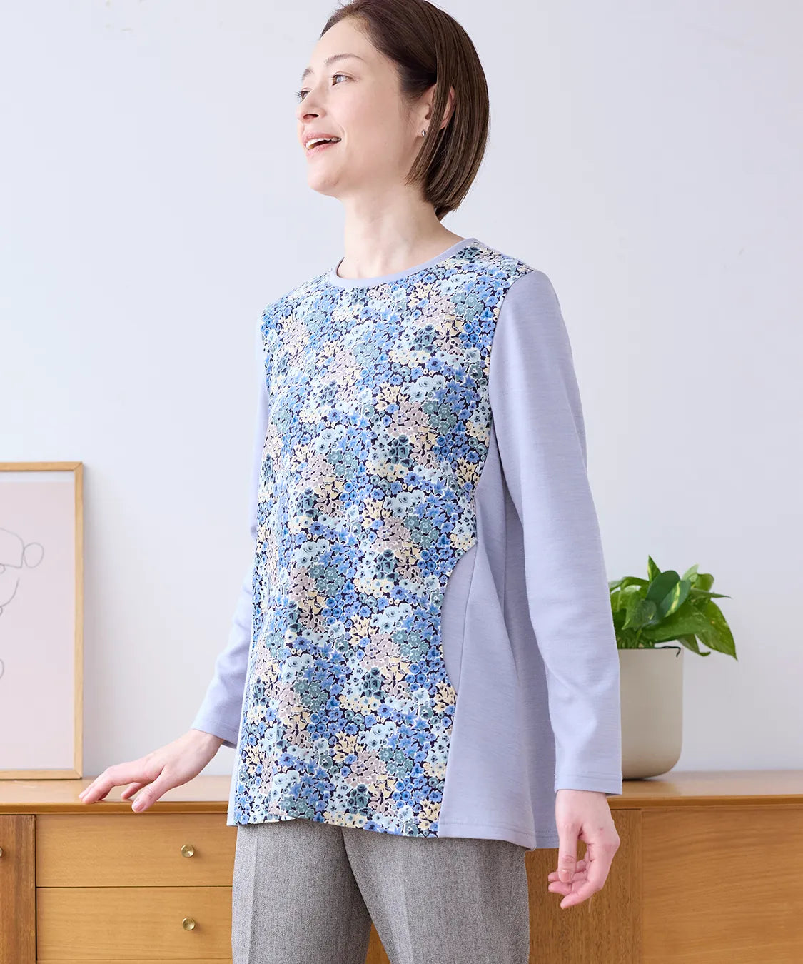 リバティ ロサリーフォレストコールMIXチュニック   リバティブラウスブランド Savor(サヴォア)