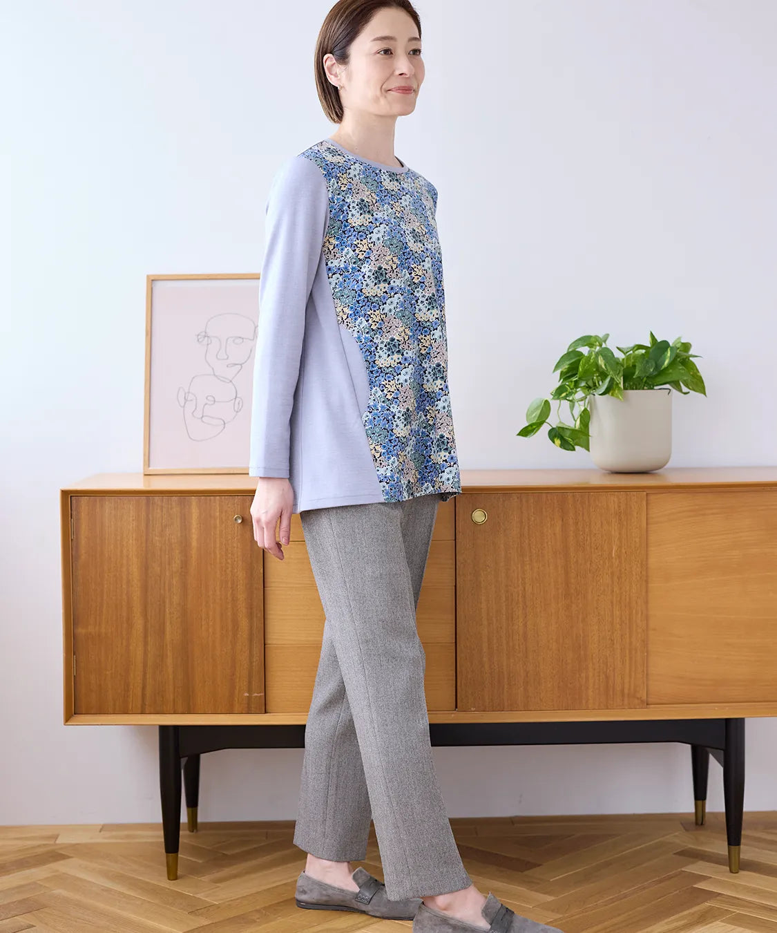 リバティ ロサリーフォレストコールMIXチュニック   リバティブラウスブランド Savor(サヴォア)