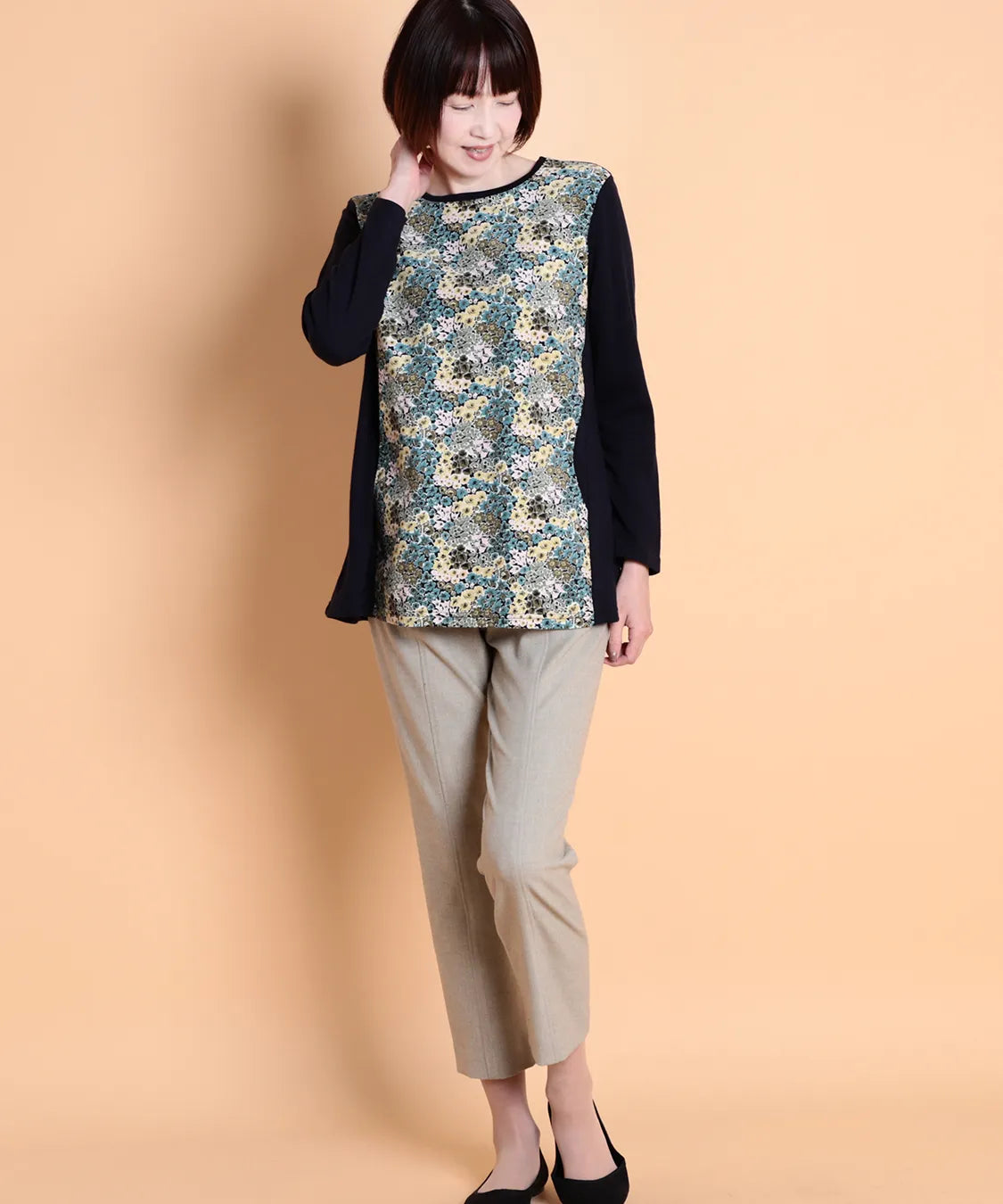 リバティ ロサリーフォレストコールMIXチュニック   リバティブラウスブランド Savor(サヴォア)