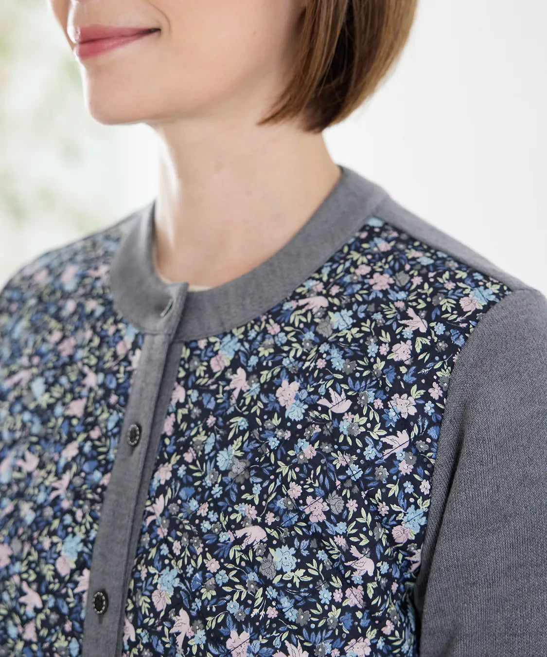 リバティ バードソングスエードキルトMIXカーディガン SAVOIR (サヴォア)