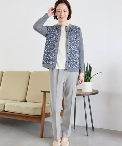 リバティ バードソングスエードキルトMIXカーディガン SAVOIR (サヴォア)