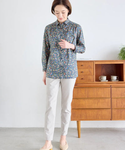 リバティ バードソングブライトスエートロングブラウス SAVOIR (サヴォア)