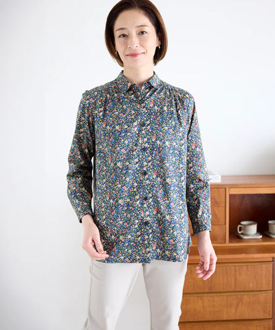 リバティ バードソングブライトスエートロングブラウス SAVOIR (サヴォア)