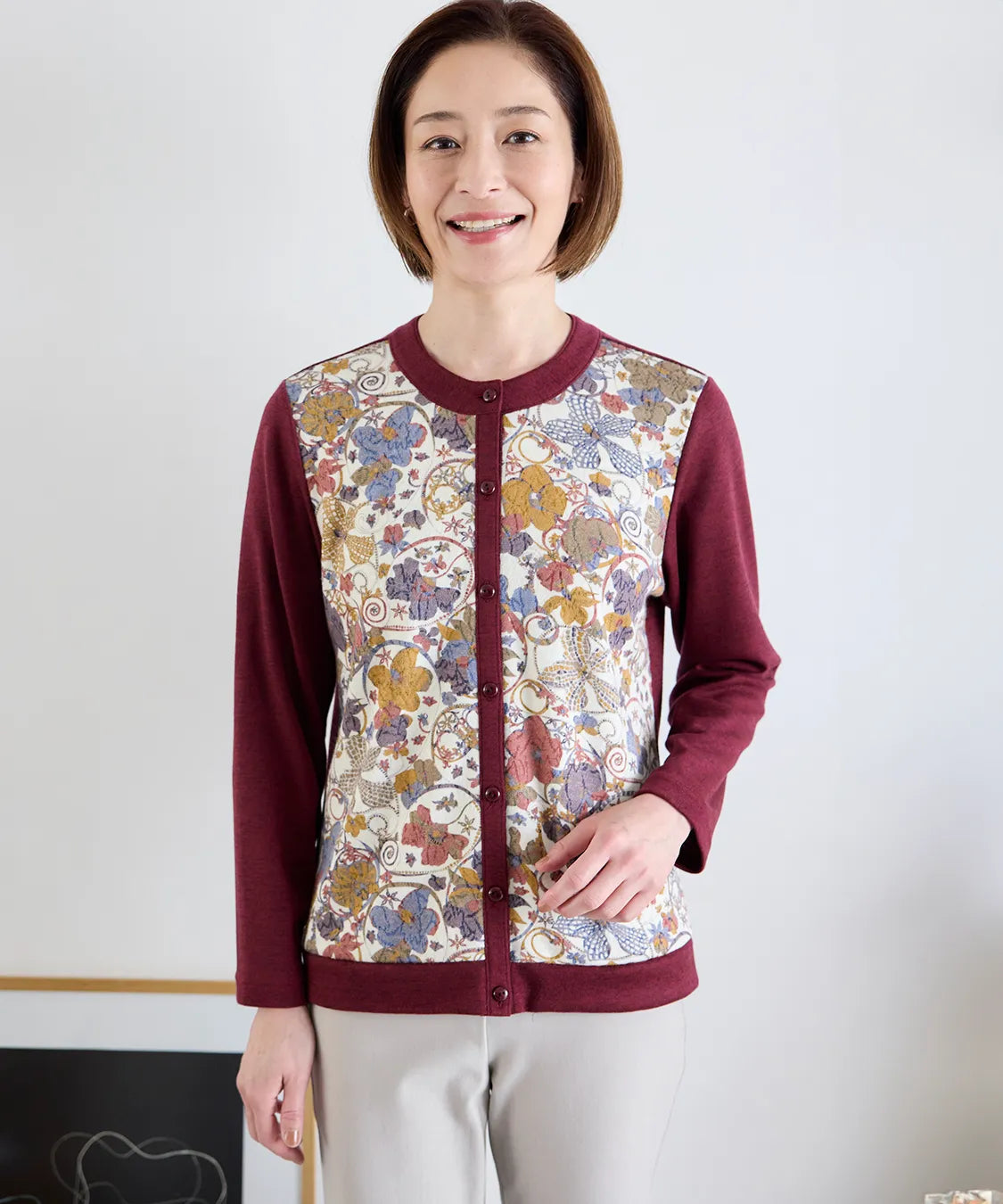 リバティ オーキッドガーデンウールJQミックスカーディガン SAVOIR (サヴォア)