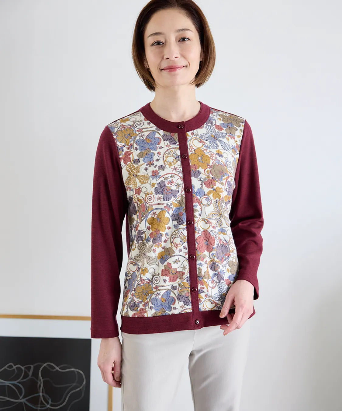 リバティ オーキッドガーデンウールJQミックスカーディガン SAVOIR (サヴォア)