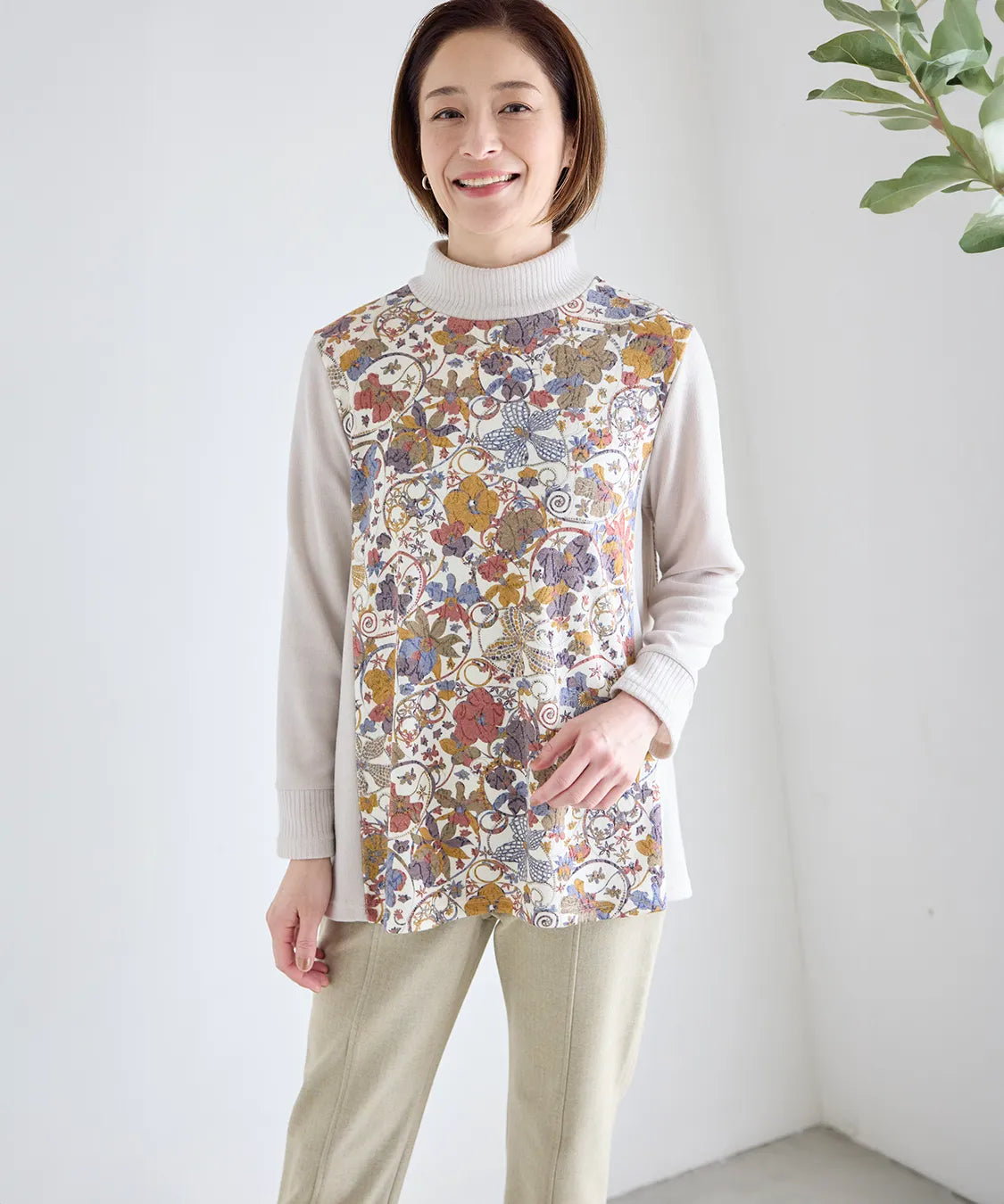 リバティ オーキッドガーデンウールJQリブミックスチュニック SAVOIR (サヴォア)