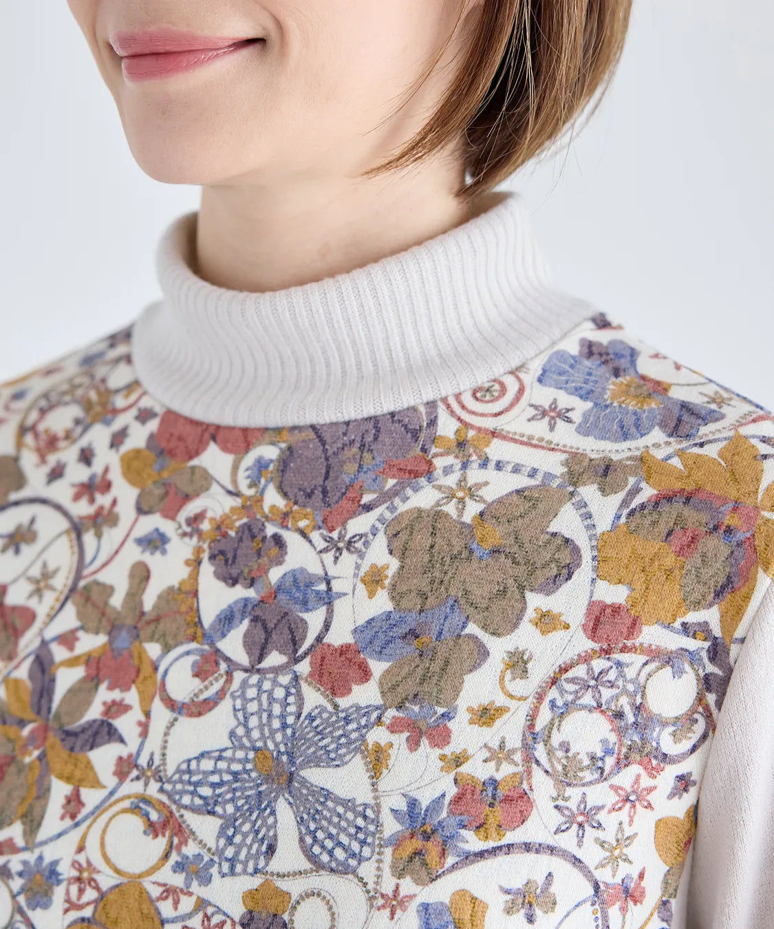 リバティ オーキッドガーデンウールJQリブミックスチュニック SAVOIR (サヴォア)