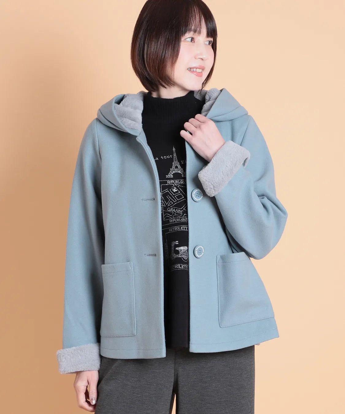 ウール調フェルト×ファージャケット KANSAI profumo（カンサイプロフューモ）