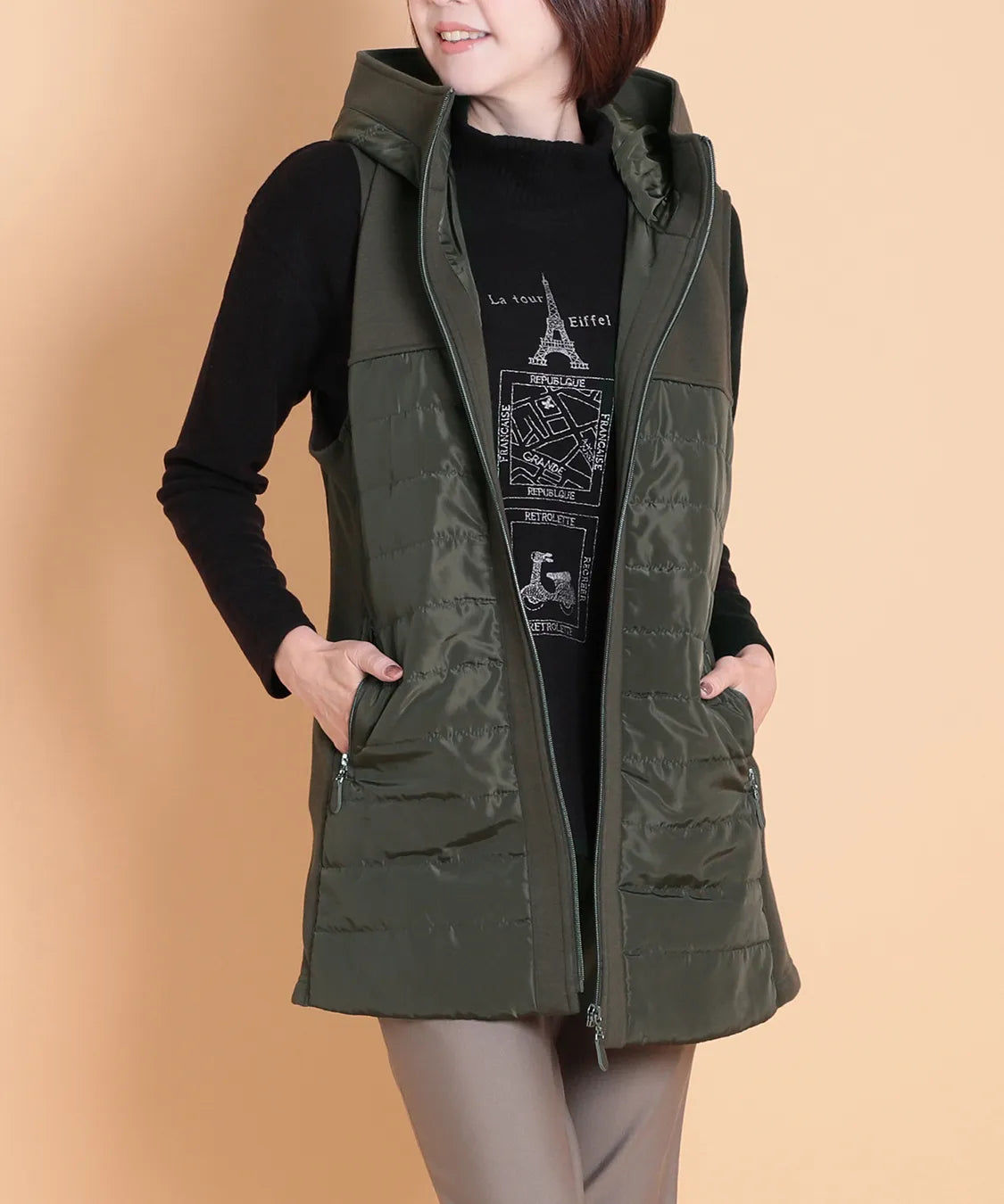 ボンバーウォームMIXパデットロングベスト　M'ID KANSAI YAMAMOTO (ミッド カンサイ ヤマモト)