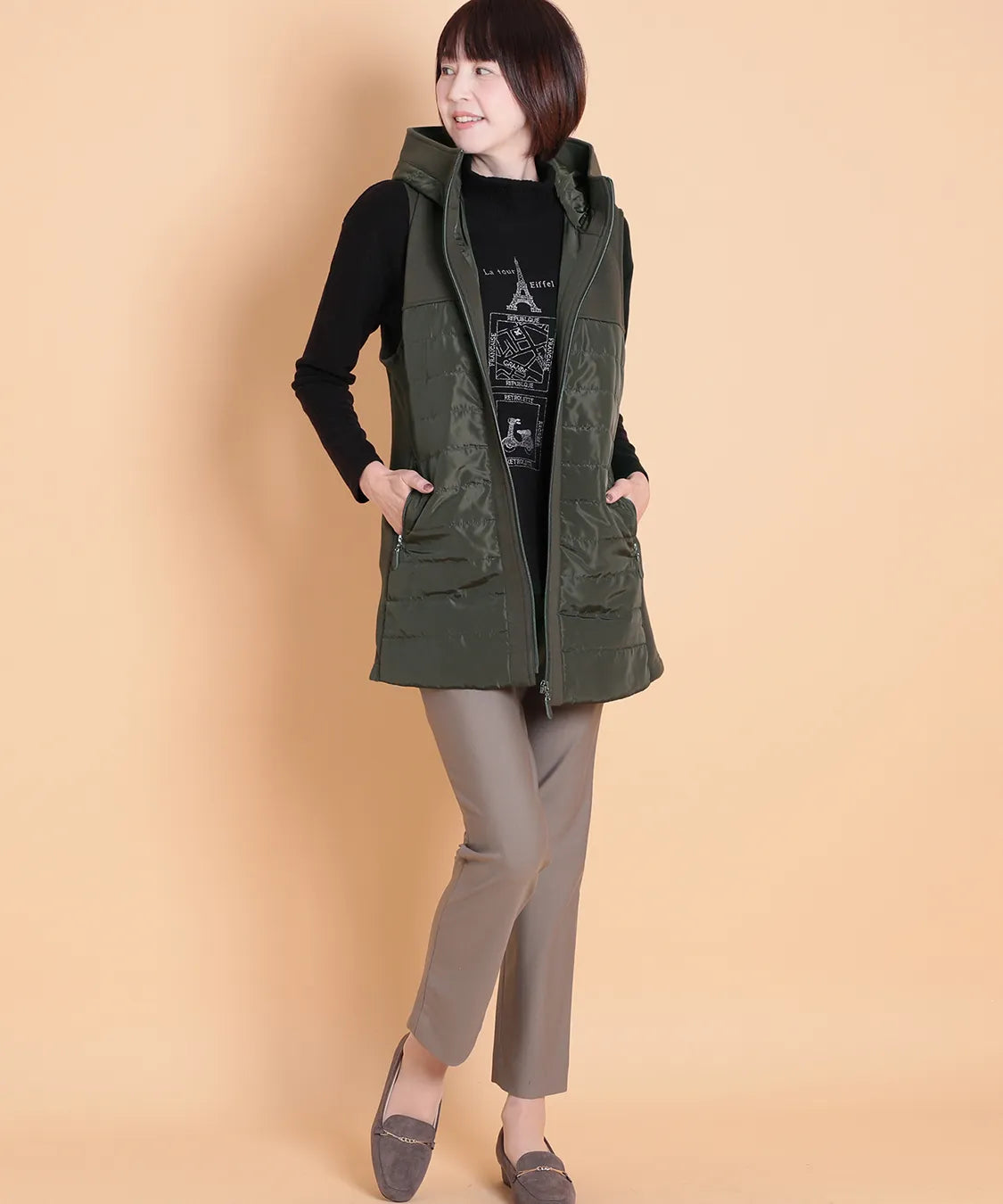 ボンバーウォームMIXパデットロングベスト　M'ID KANSAI YAMAMOTO (ミッド カンサイ ヤマモト)