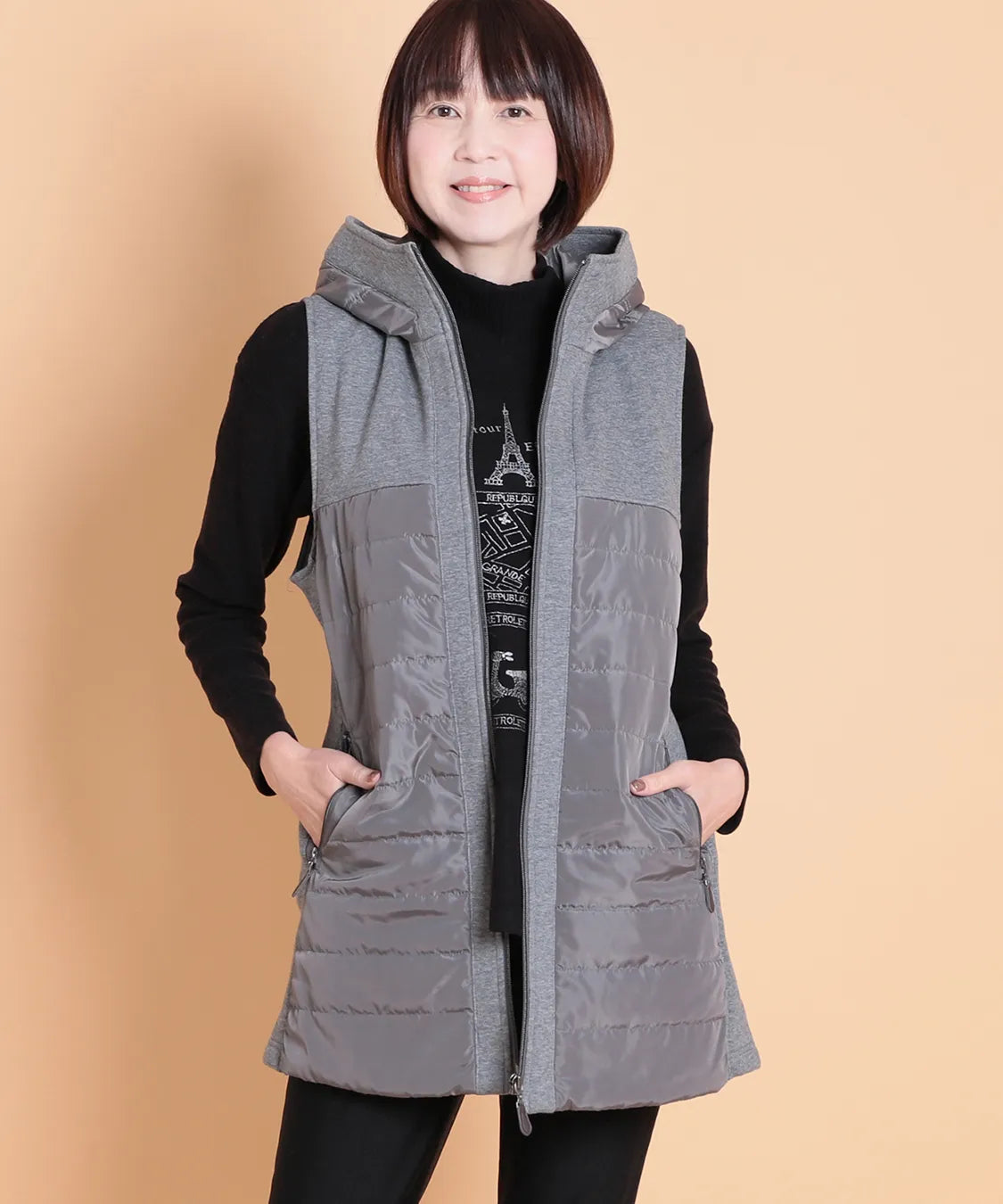 ボンバーウォームMIXパデットロングベスト　M'ID KANSAI YAMAMOTO (ミッド カンサイ ヤマモト)