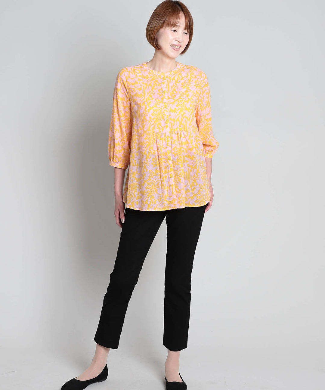 リバティ オフィリアーズシルエット7分袖ブラウス リバティブラウス