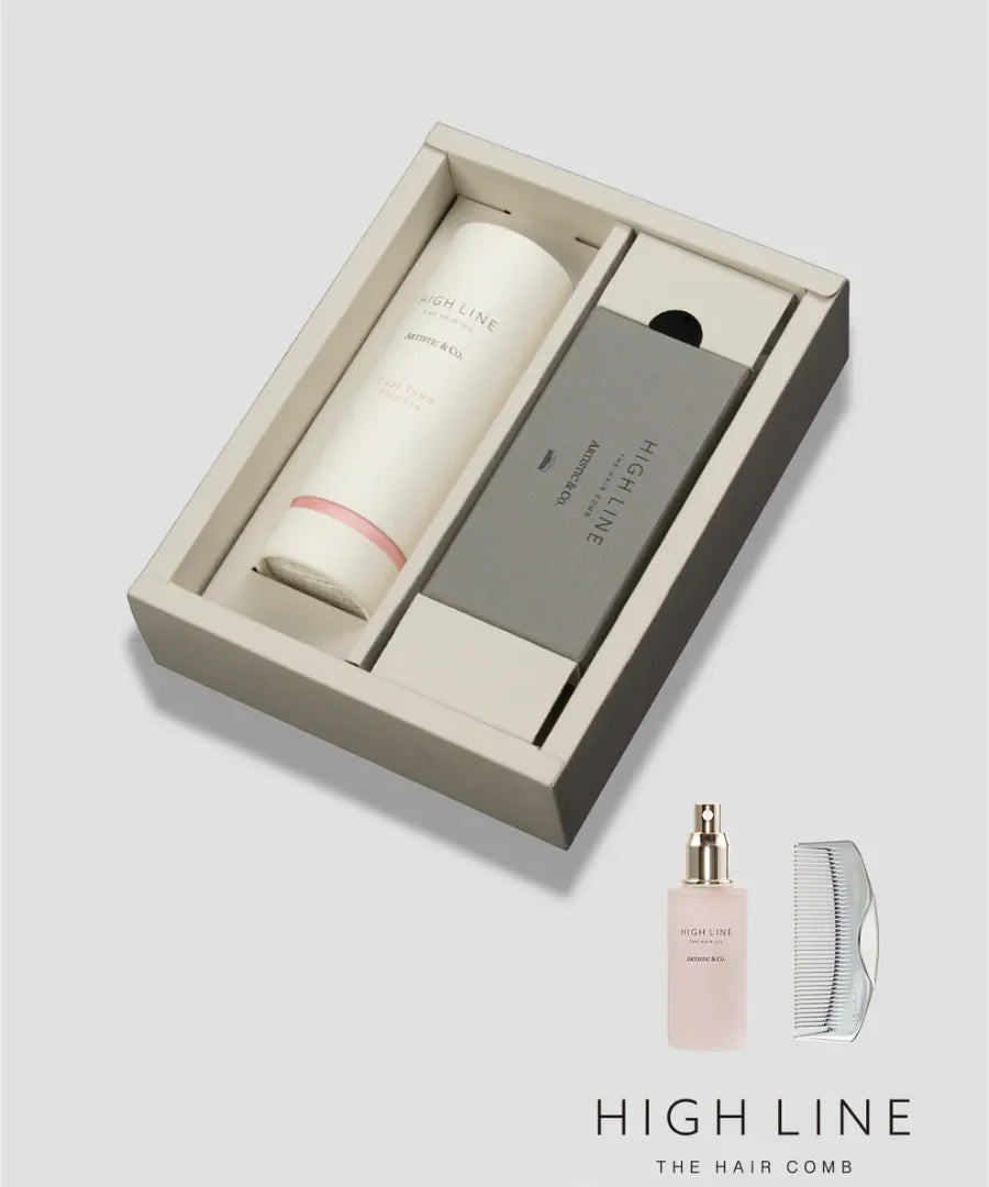ハイライン ザ ヘアコーム 半月 シルバー & ヘアオイルセットBOX