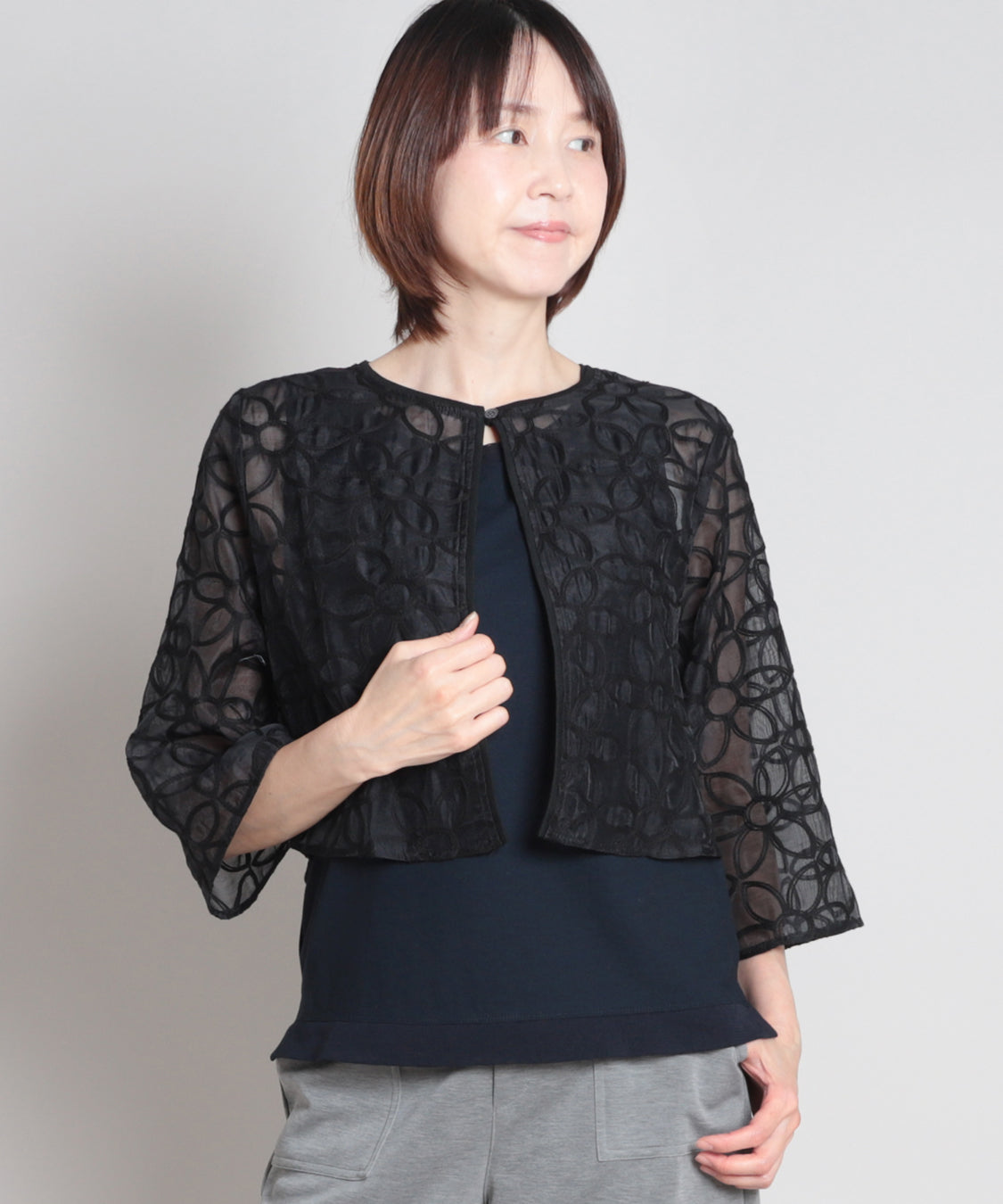 フローラルシアーショートジャケット   elife select(イーライフセレクト)