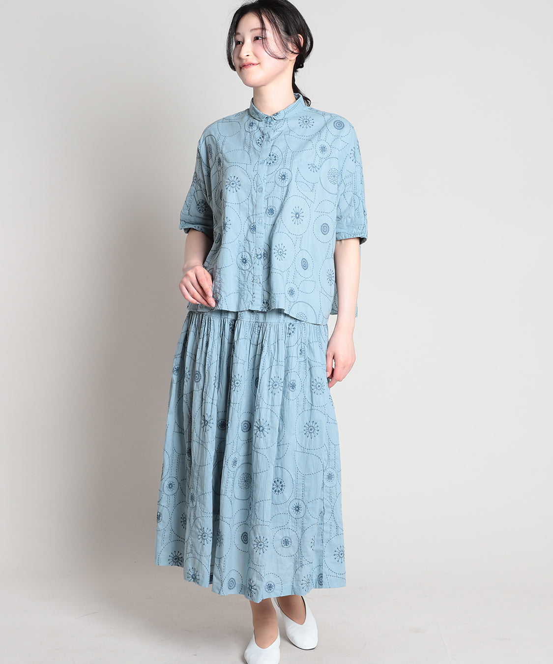 サークル刺繍ギャザースカート 【2024SS】 【サマーセール】