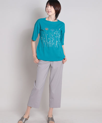 やわらか花柄 ゆったりTシャツ  elife select(イーライフセレクト) 
