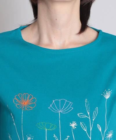 やわらか花柄 ゆったりTシャツ  elife select(イーライフセレクト) 