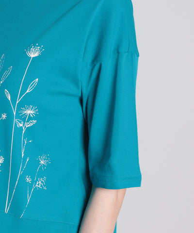 やわらか花柄 ゆったりTシャツ  elife select(イーライフセレクト) 
