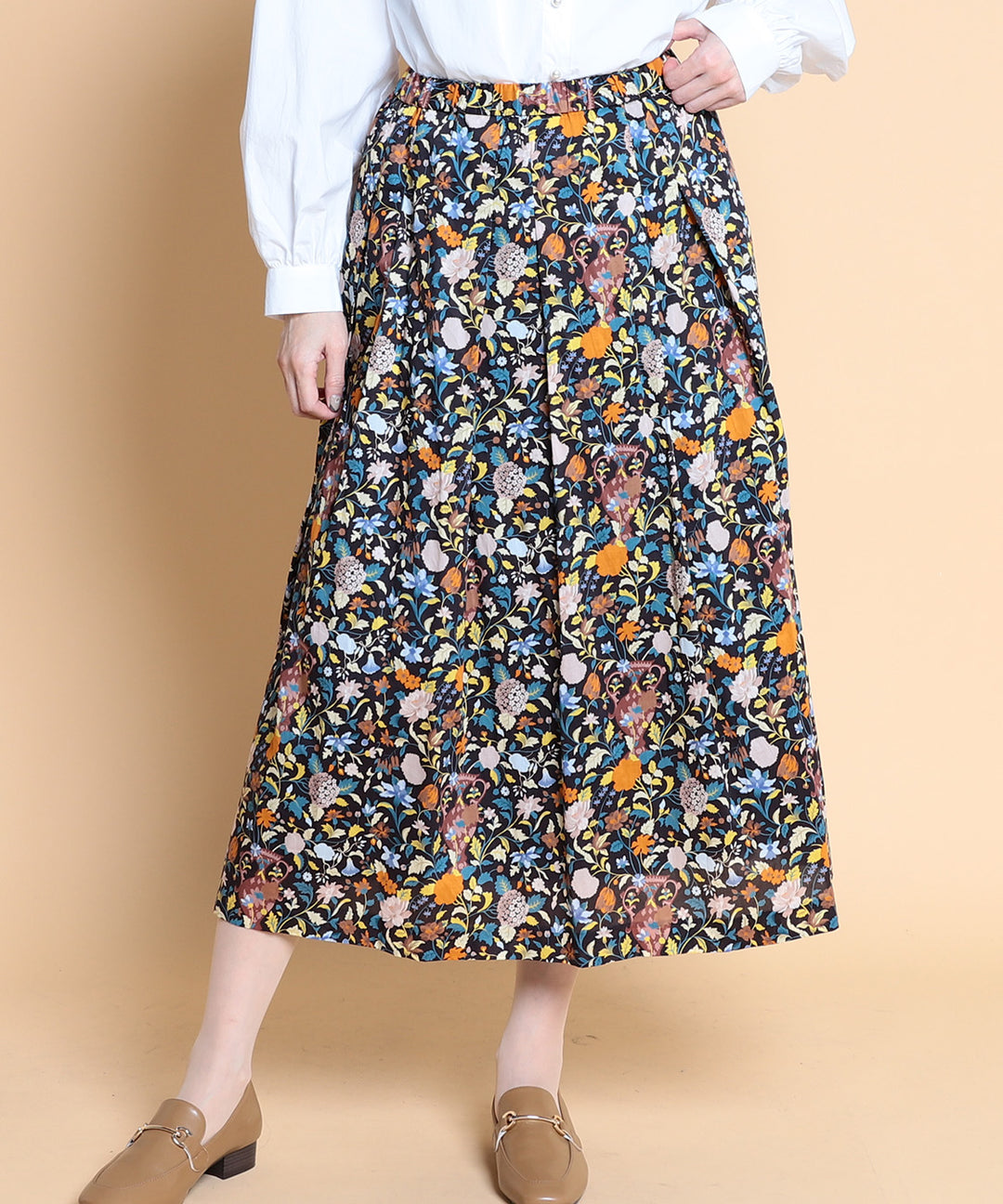 ヴィンテージ　リバティ柄フロアスタンド ブラウン 3灯クラシックフロアー本体 (口金：E26型)｜ARTWORKSTUDIO公式