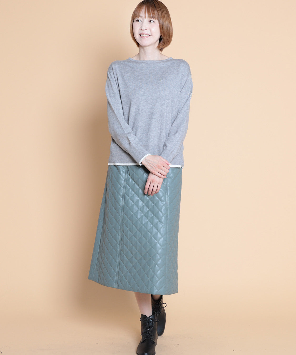KANSAI BIS(カンサイビス) ecoレザーキルティングスカート 