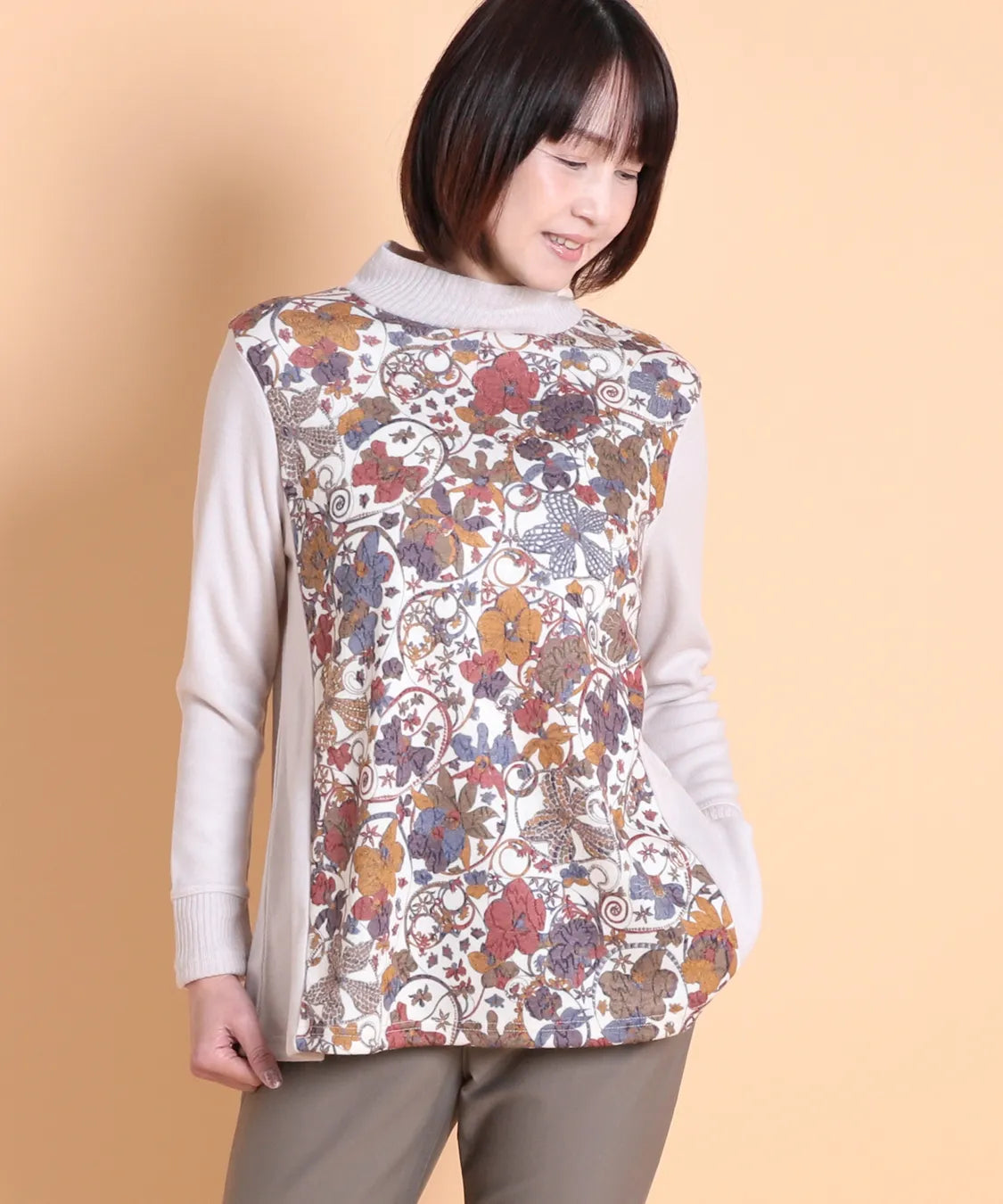 リバティ オーキッドガーデンウールJQリブミックスチュニック SAVOIR (サヴォア)