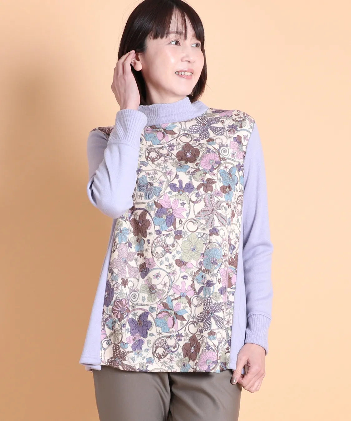 リバティ オーキッドガーデンウールJQリブミックスチュニック SAVOIR (サヴォア)