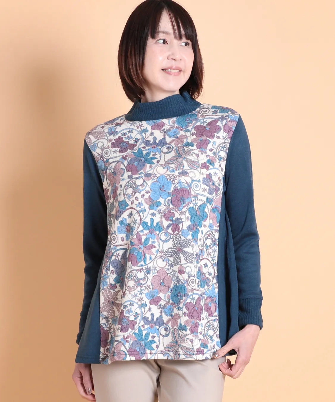 リバティ オーキッドガーデンウールJQリブミックスチュニック SAVOIR (サヴォア)