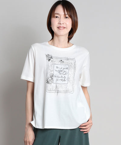 フラワー刺繍Tシャツ セラビ(C'EST LA VIE)