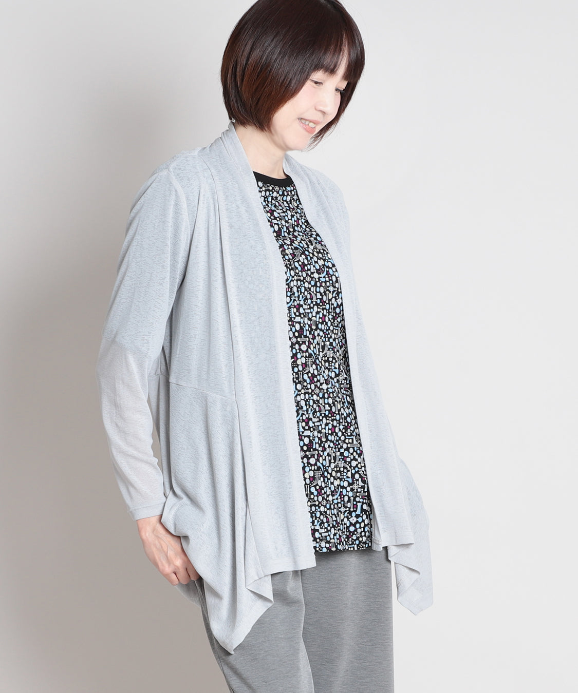 梨地ジャージーロングカーディガン  KANSAI BIS(カンサイビス)