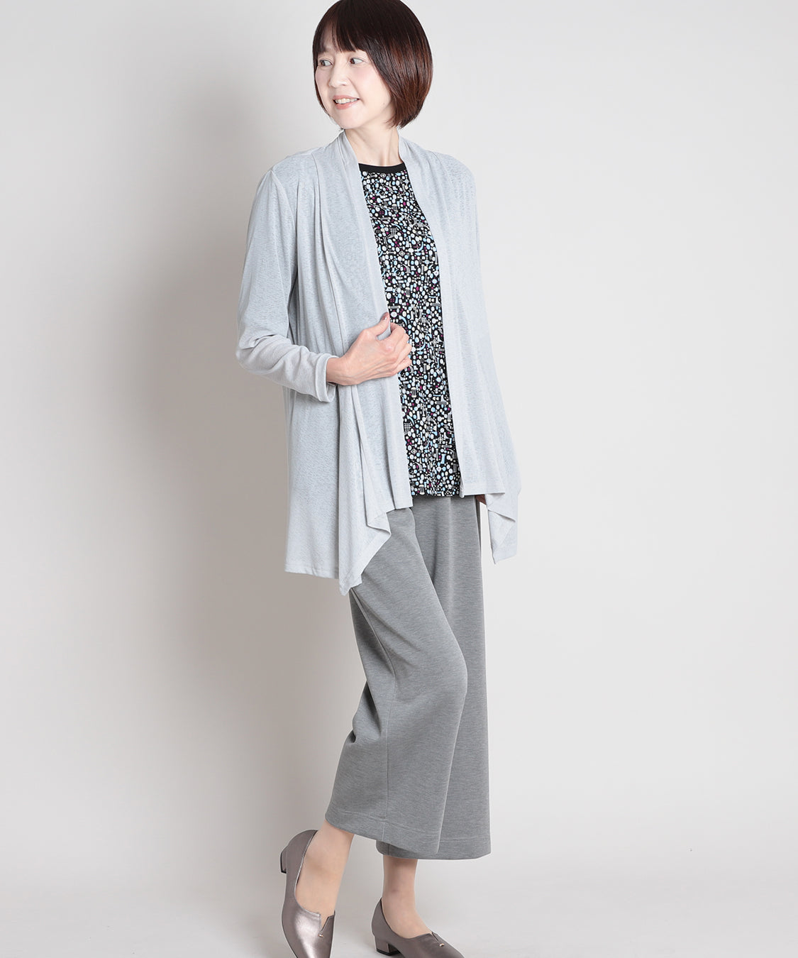 梨地ジャージーロングカーディガン  KANSAI BIS(カンサイビス)