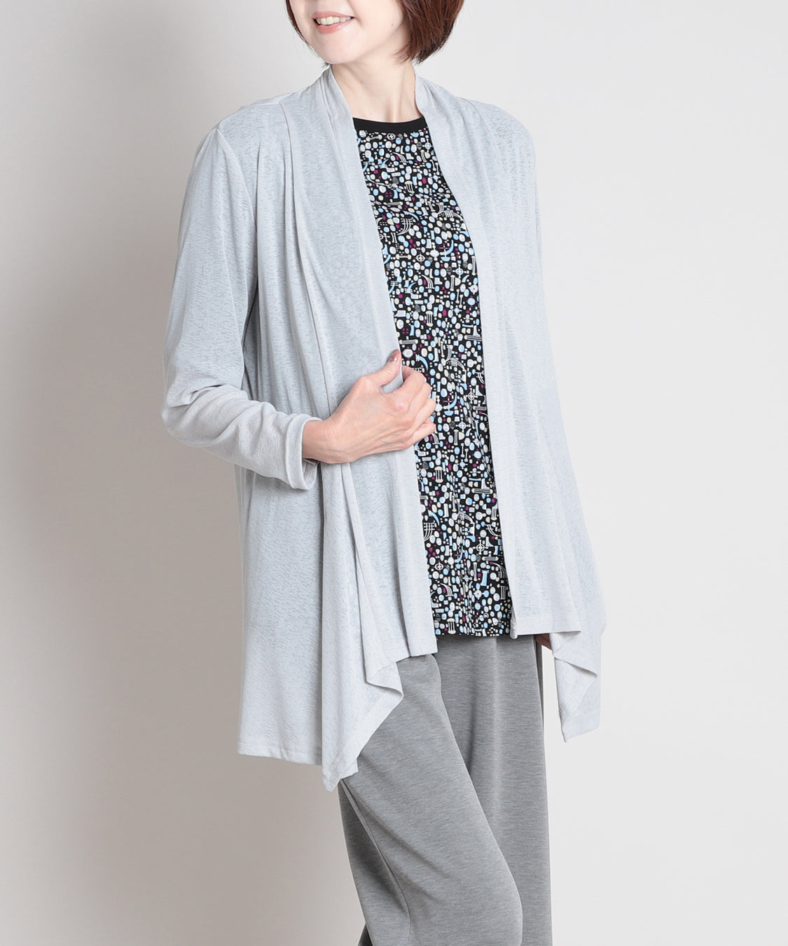 梨地ジャージーロングカーディガン  KANSAI BIS(カンサイビス)