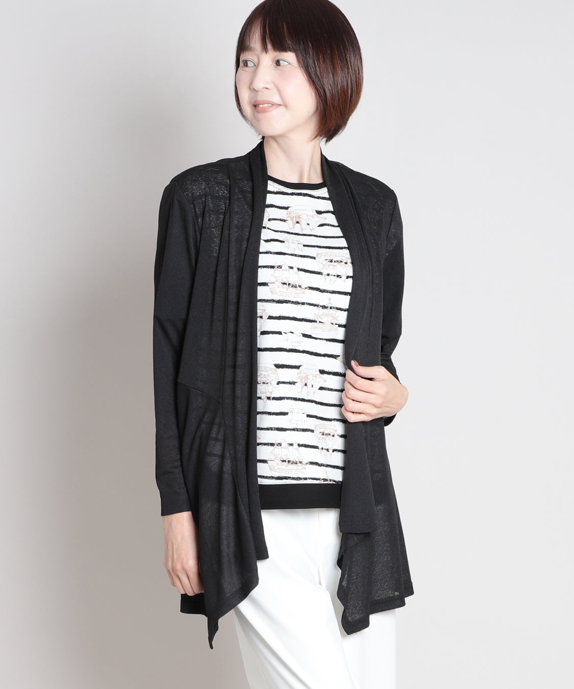 梨地ジャージーロングカーディガン  KANSAI BIS(カンサイビス)