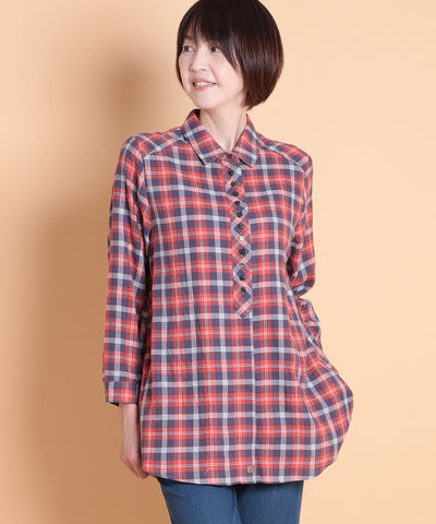 タータンチェックMIXロングシャツ　 KANSAI profumo(カンサイプロフューモ) 
