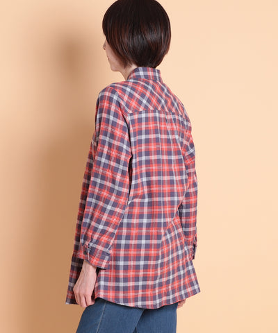 タータンチェックMIXロングシャツ　 KANSAI profumo(カンサイプロフューモ) 