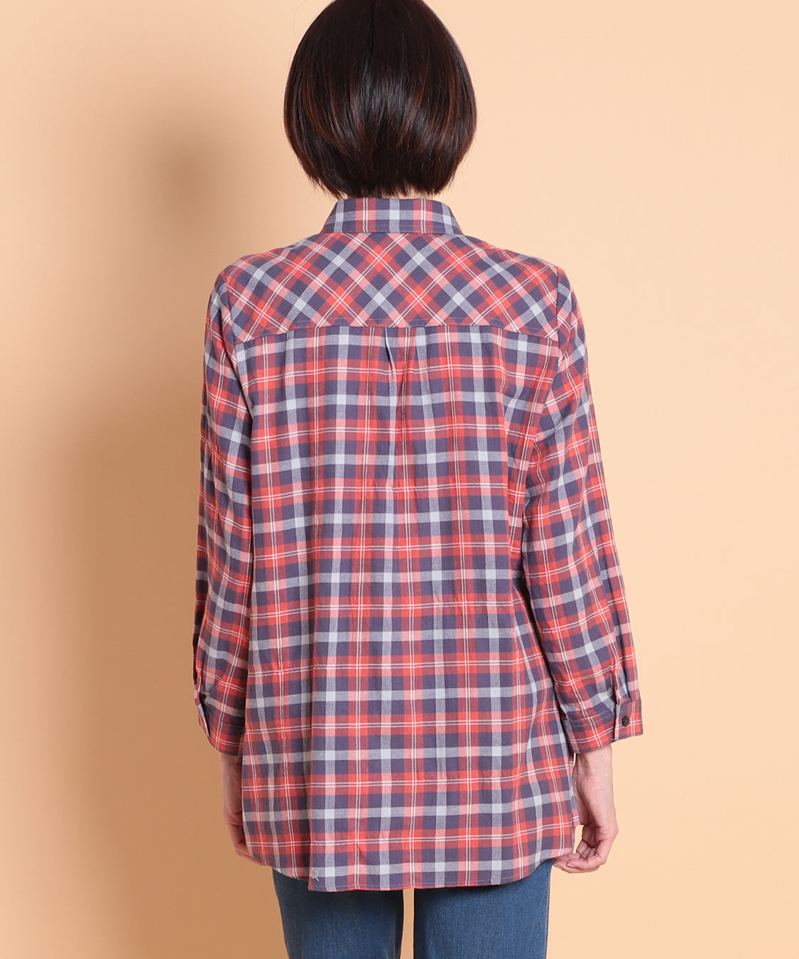 タータンチェックMIXロングシャツ　 KANSAI profumo(カンサイプロフューモ) 