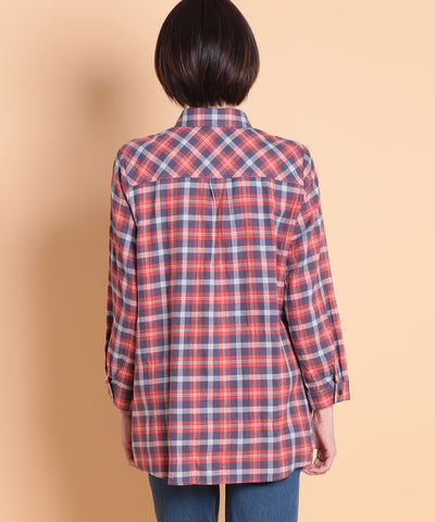 タータンチェックMIXロングシャツ　 KANSAI profumo(カンサイプロフューモ) 