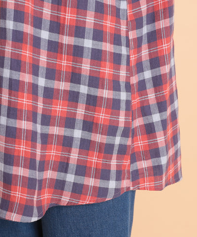 タータンチェックMIXロングシャツ　 KANSAI profumo(カンサイプロフューモ) 