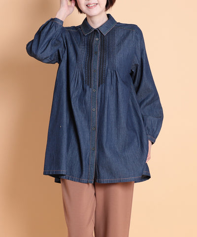 デニム刺繍ブラウス　 KANSAI profumo(カンサイプロフューモ) 
