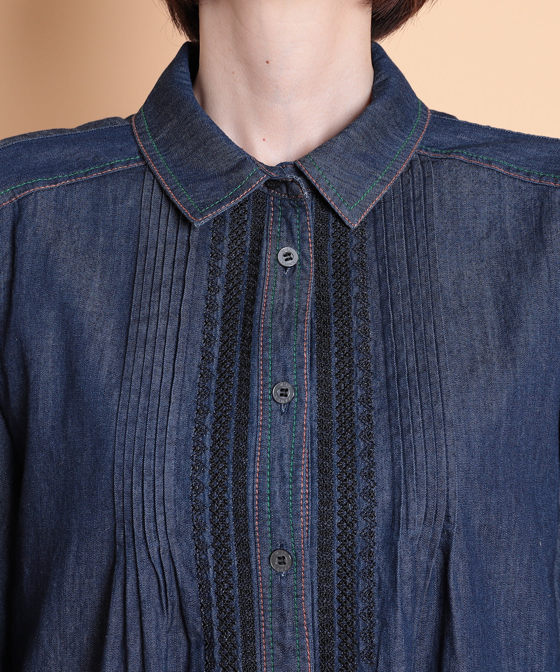 デニム刺繍ブラウス　 KANSAI profumo(カンサイプロフューモ) 