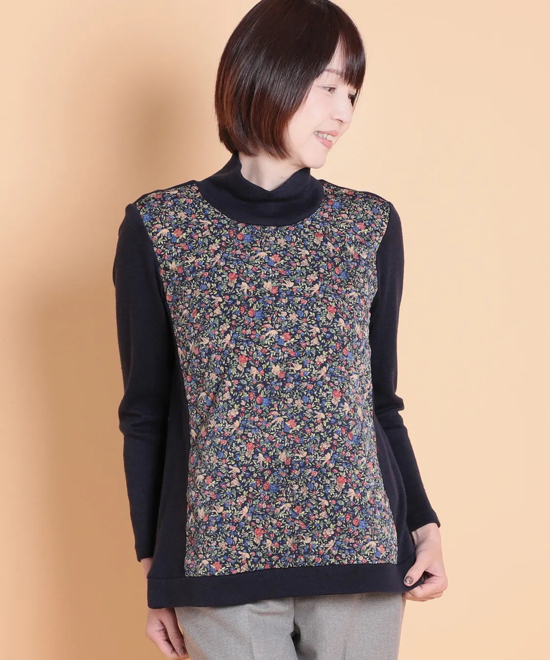 リバティ バードソングスエードキルトMIXプルオーバー SAVOIR (サヴォア)