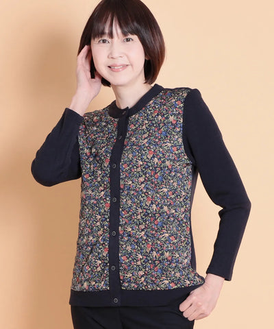 リバティ バードソングスエードキルトMIXカーディガン SAVOIR (サヴォア)