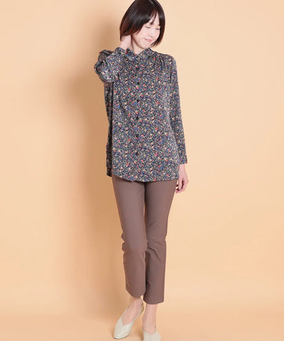 リバティ バードソングブライトスエートロングブラウス SAVOIR (サヴォア)