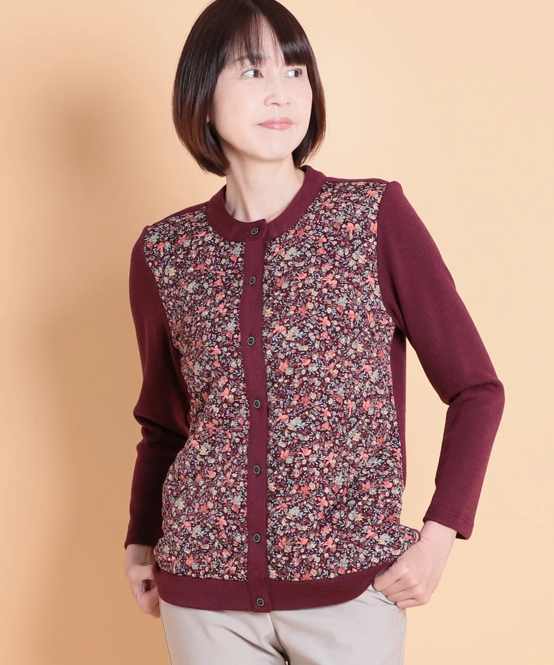 リバティ バードソングスエードキルトMIXカーディガン SAVOIR (サヴォア)